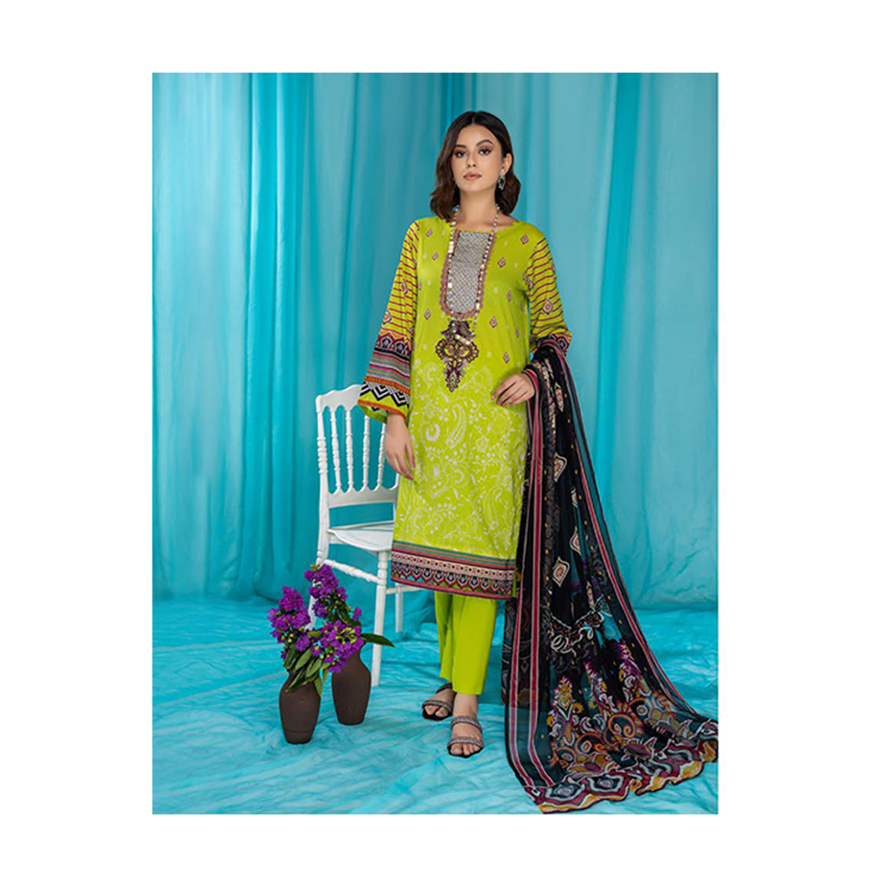 Gull Jee Rang Pasand Unstitched Cotton Digital Printed Salwar Kameez For Women - GRP2220A6 - Lemon Green