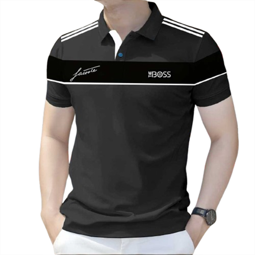 PK Cotton Polo Shirt For Men - Black - PT-308