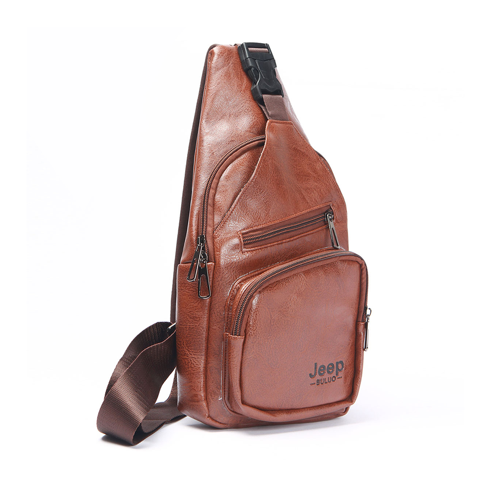 PU Leather Shoulder Crossbody Bag For Men - Brown - MS BAG 33