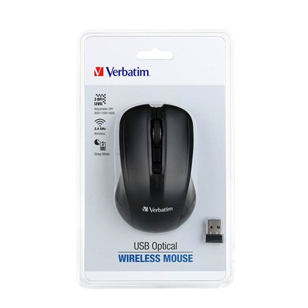 Verbatim USB Optical Wireless Mouse - Black - 66432
