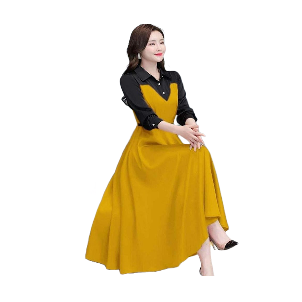 Linen Styles Elegant Long Sleeve Shirt For Women - Yellow - G-S04