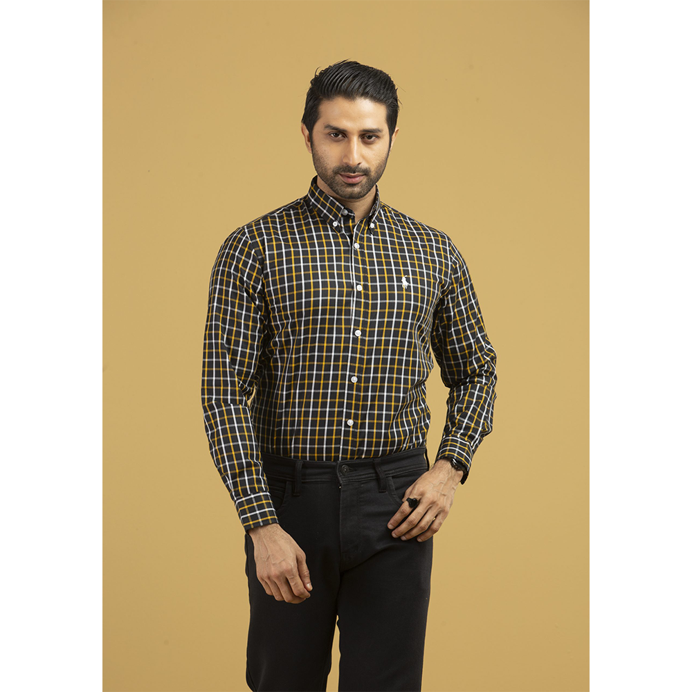 Cotton Full Sleeve Casual Shirt for Men - White And Yellow - SCK-14