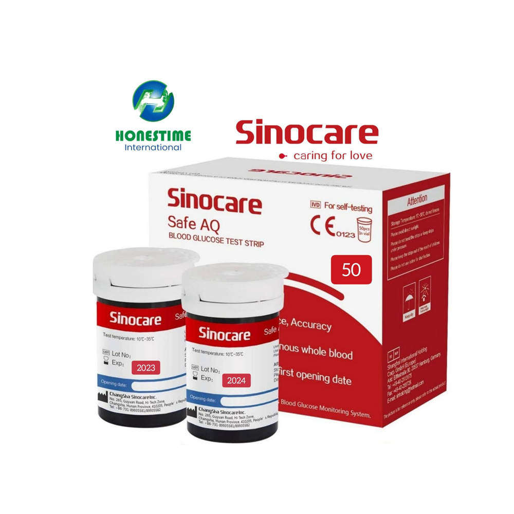 Sinocare Safe AQ Smart Smart Glucometer Blood Glucose / Suger Test Strip - 50 Pcs