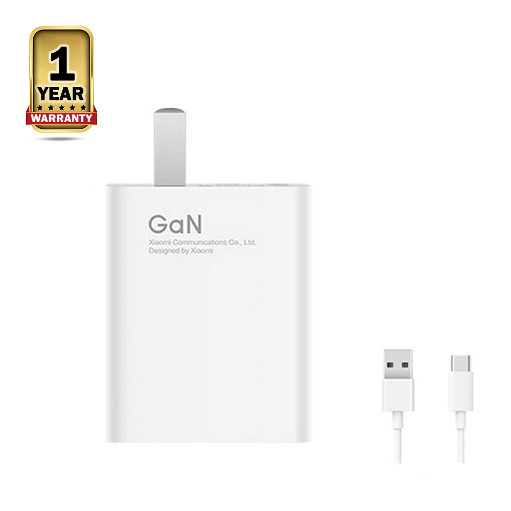 Xiaomi GaN USB Adapter Charger With Type-C Cable - 55W - White