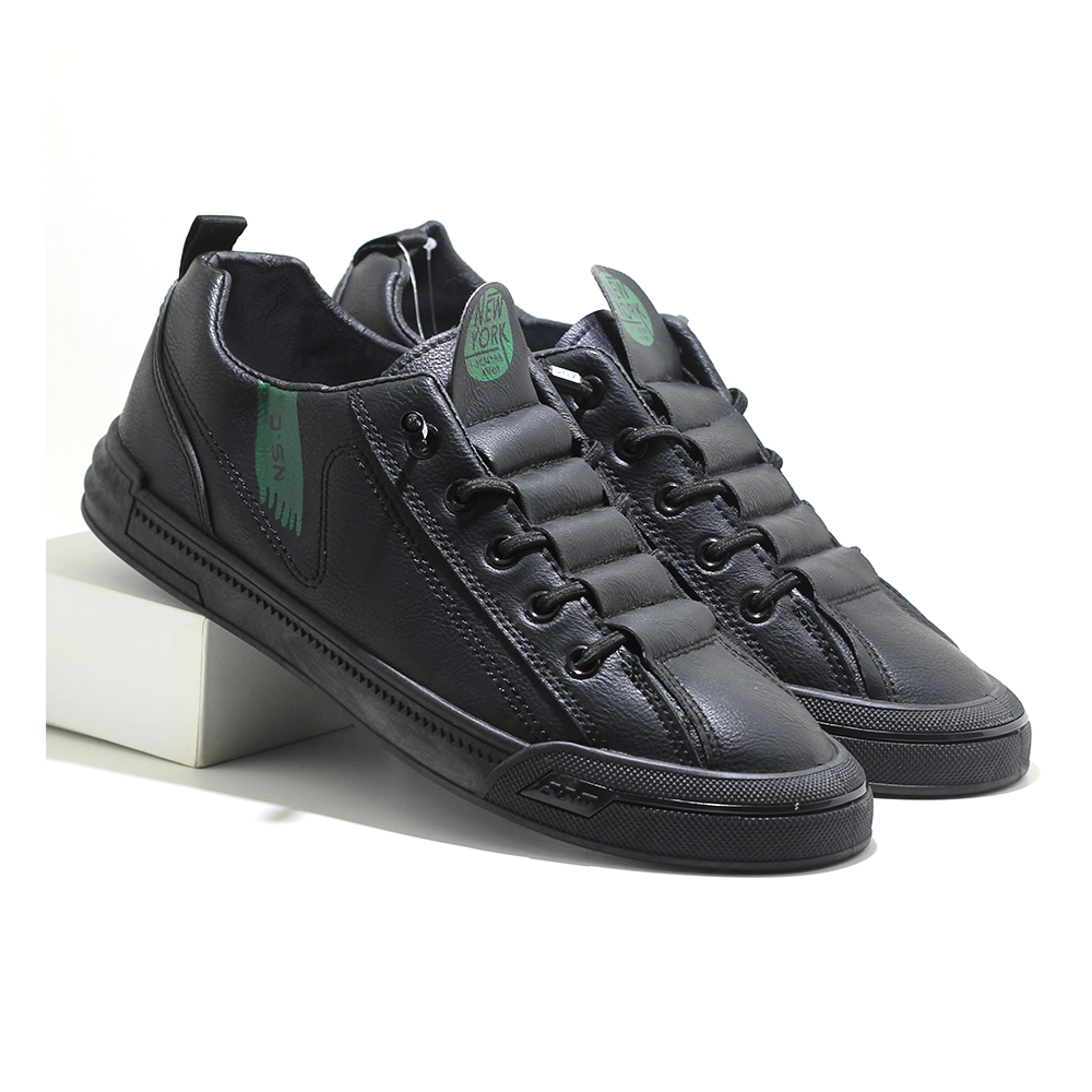 Pu Leather Sneaker Shoe For Men - Black - MSK 278