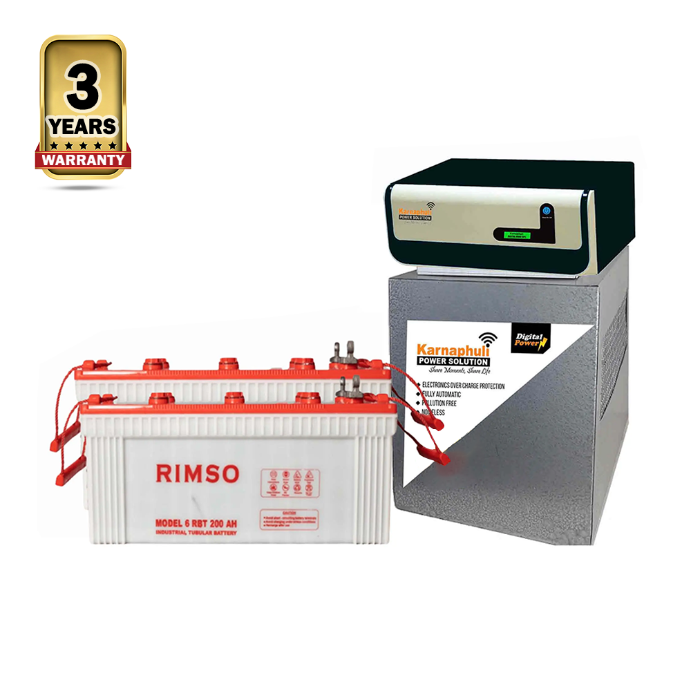 Karnaphuli Digital UPS IPS - 2500 VA - 2000 Watt - 24 Volt With Rimso Tubular 2 x 200 ah - Full Package