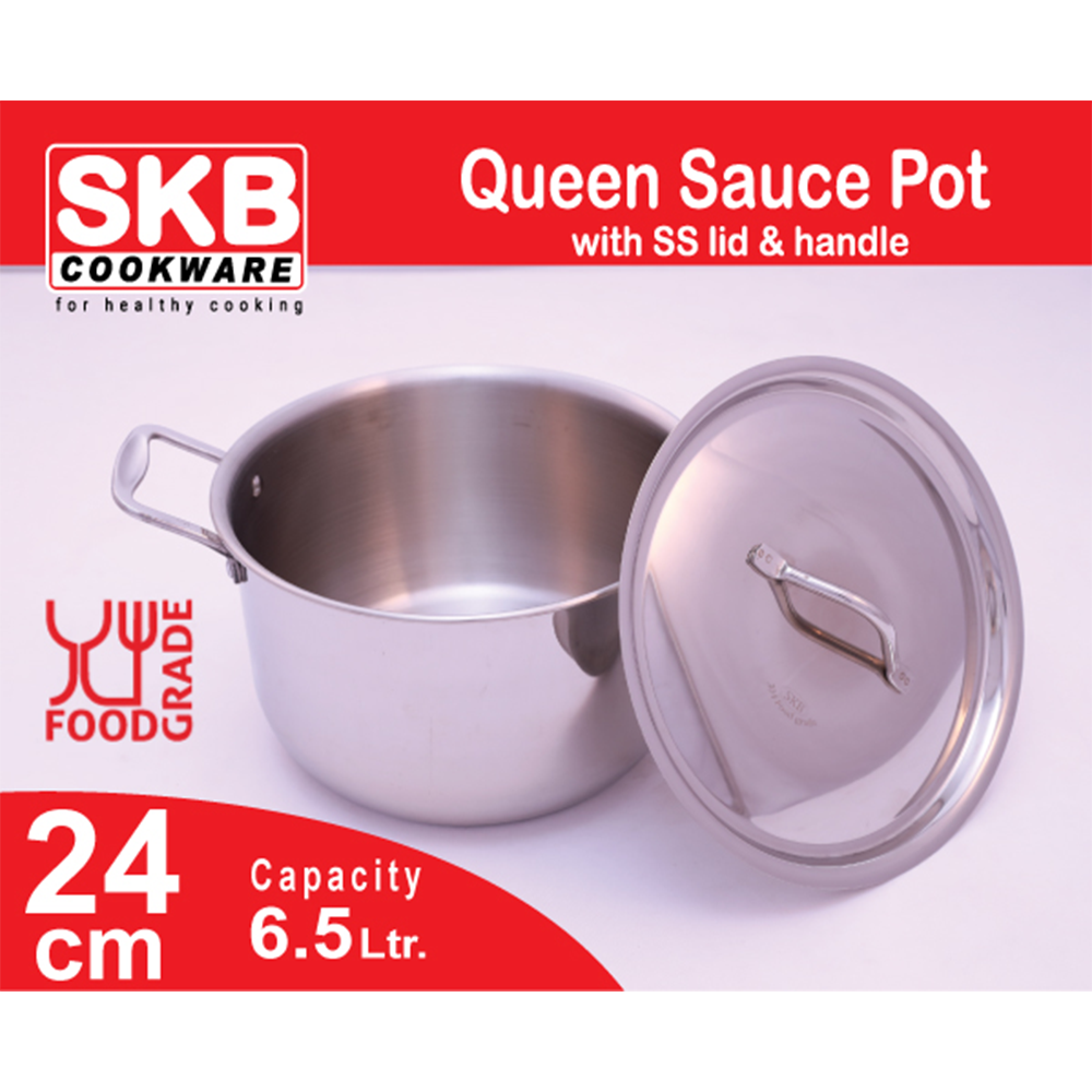 Queen Sauce Pot with SS Lid & Handle - 24 cm - 6.5 Liter - Pot 1030