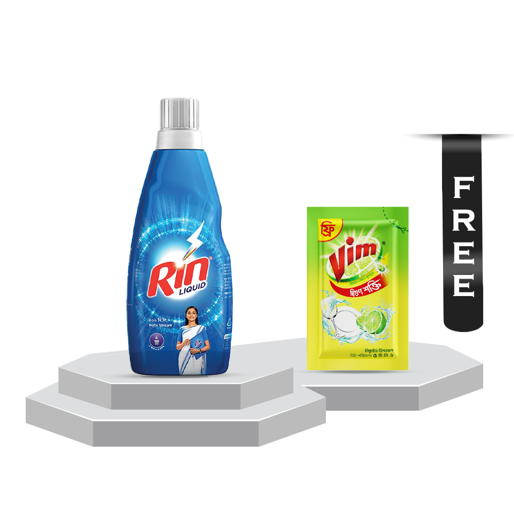 Rin Liquid Detergent - 400ml With Vim Liquid Dish Washer - 5ml Free