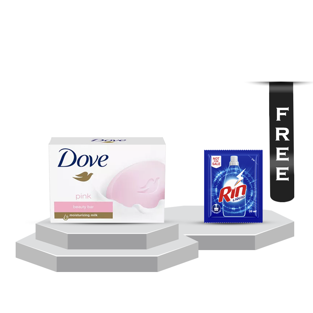 Dove Beauty Bar Pink - 100gm With Rin Liquid - 35ml Free - 69970911