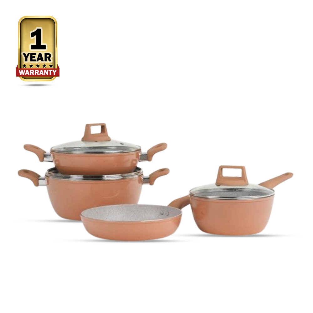 Set Of 7Pcs Kiam Aluminum Ceramic Coated Die-Casting Non-Stick Cookware Set - Brown