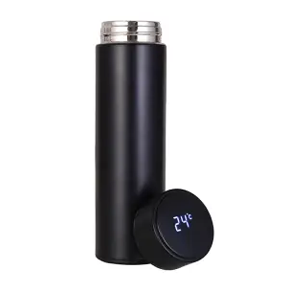 Stainless Steel Thermos Cup Smart Water Bottle - 500ml - Black