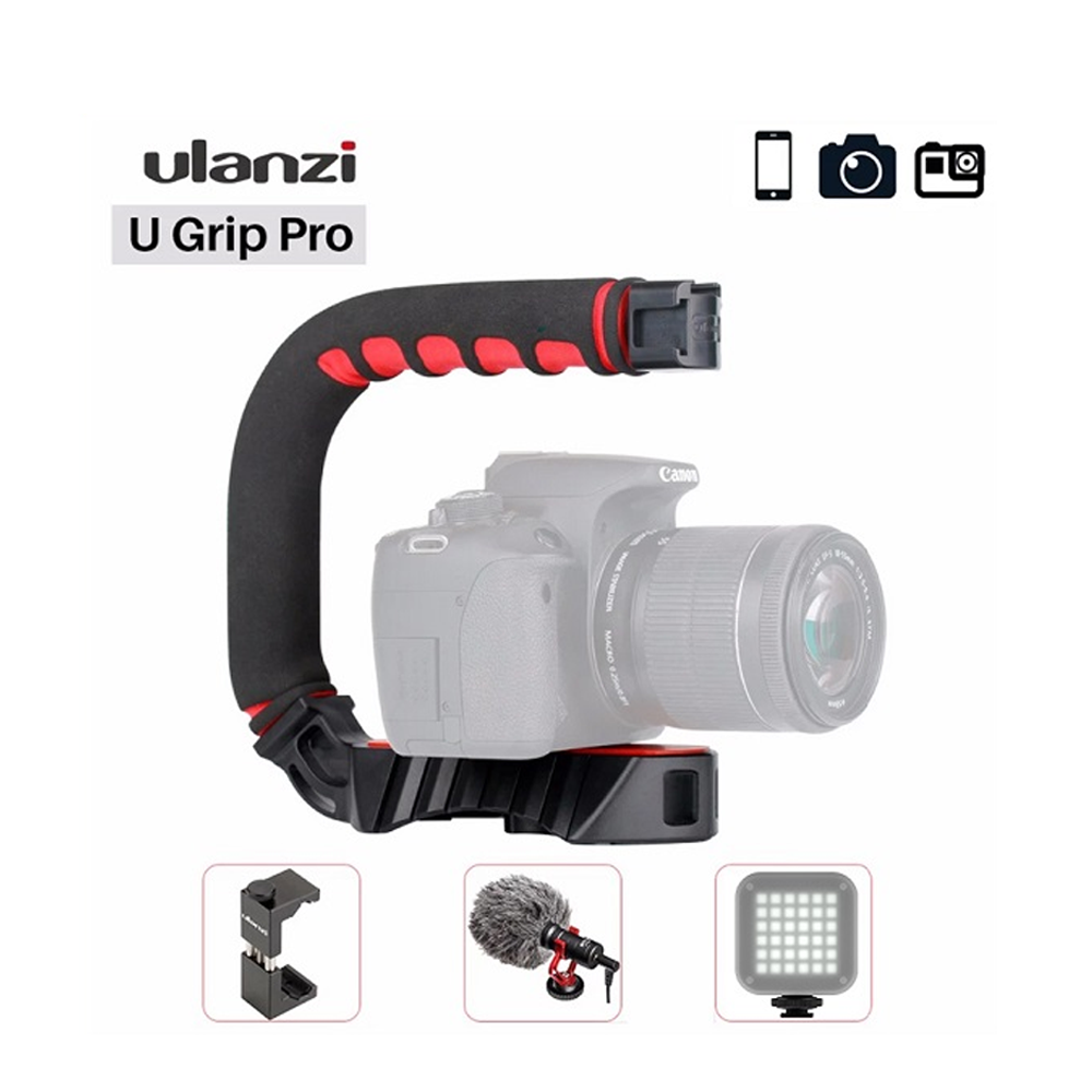 Ulanzi U-Grip Pro Triple Shoe Mounts Camera And Smartphone Handle Grip - Black