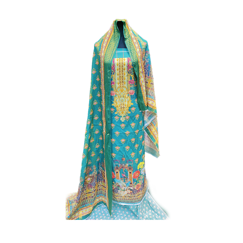 Proud PL-SL00051 Unstiched Cotton Computer Digital Print Lawn Salwar Kameez For Women - Teal