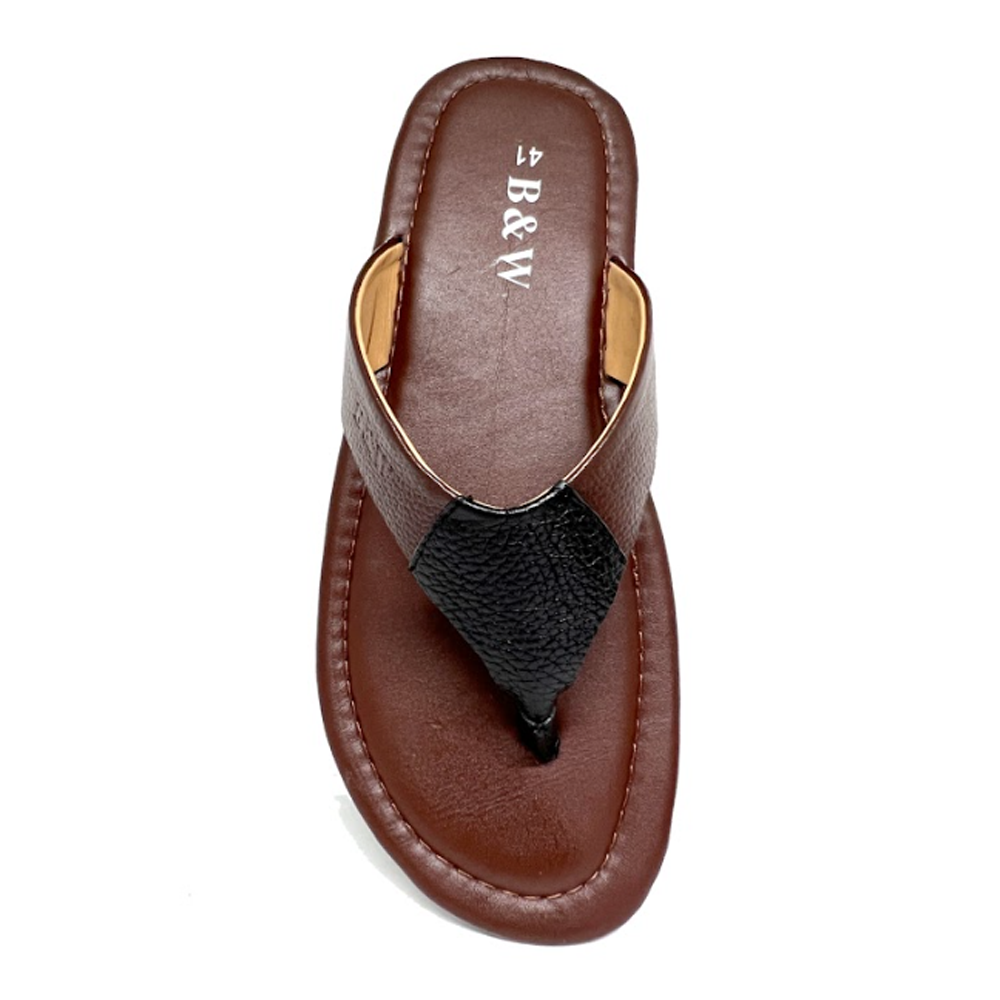 Leather Slipper Sandal For Men - Brown - BW10510