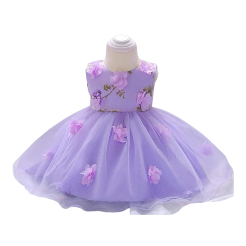 Chiffon Georgette Party Dress For Baby Girl - Blue - BD-03
