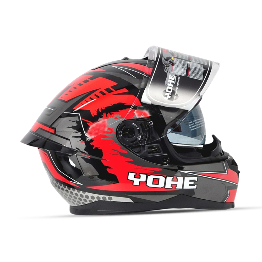 YOHE 967-2 Full Face Glossy Helmet - Red & Gray 