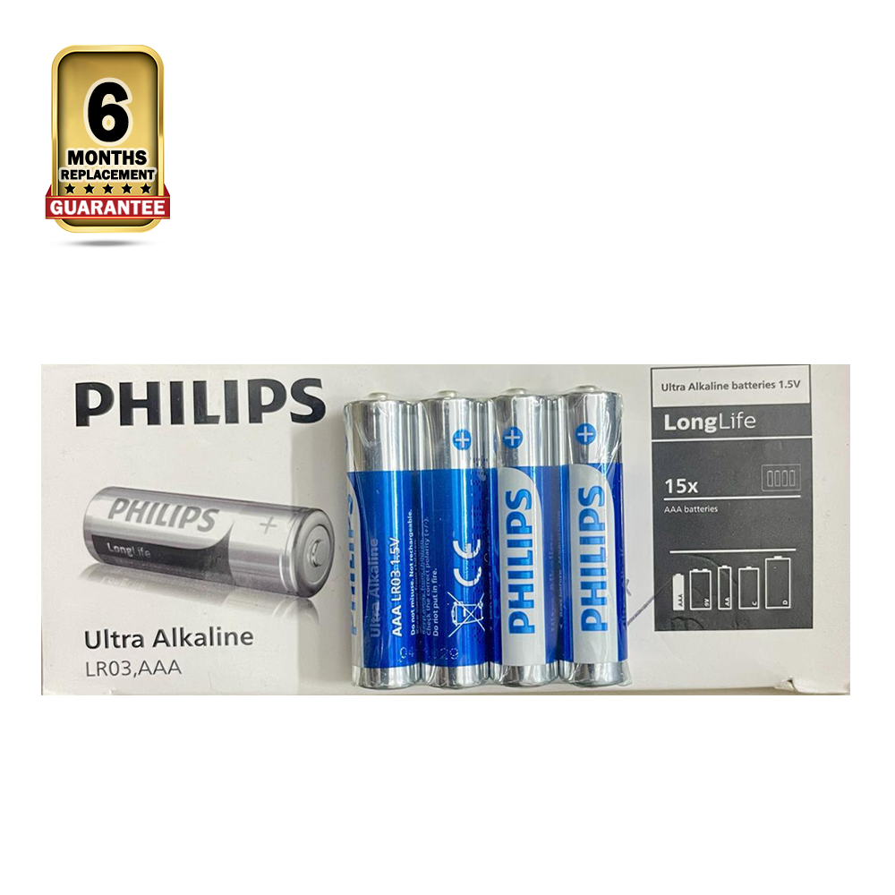 Pack Of 4Pcs Philips LR6E4B-70 Ultra Alkaline AA Battry For Toys and Wall Clock - 2500Mah