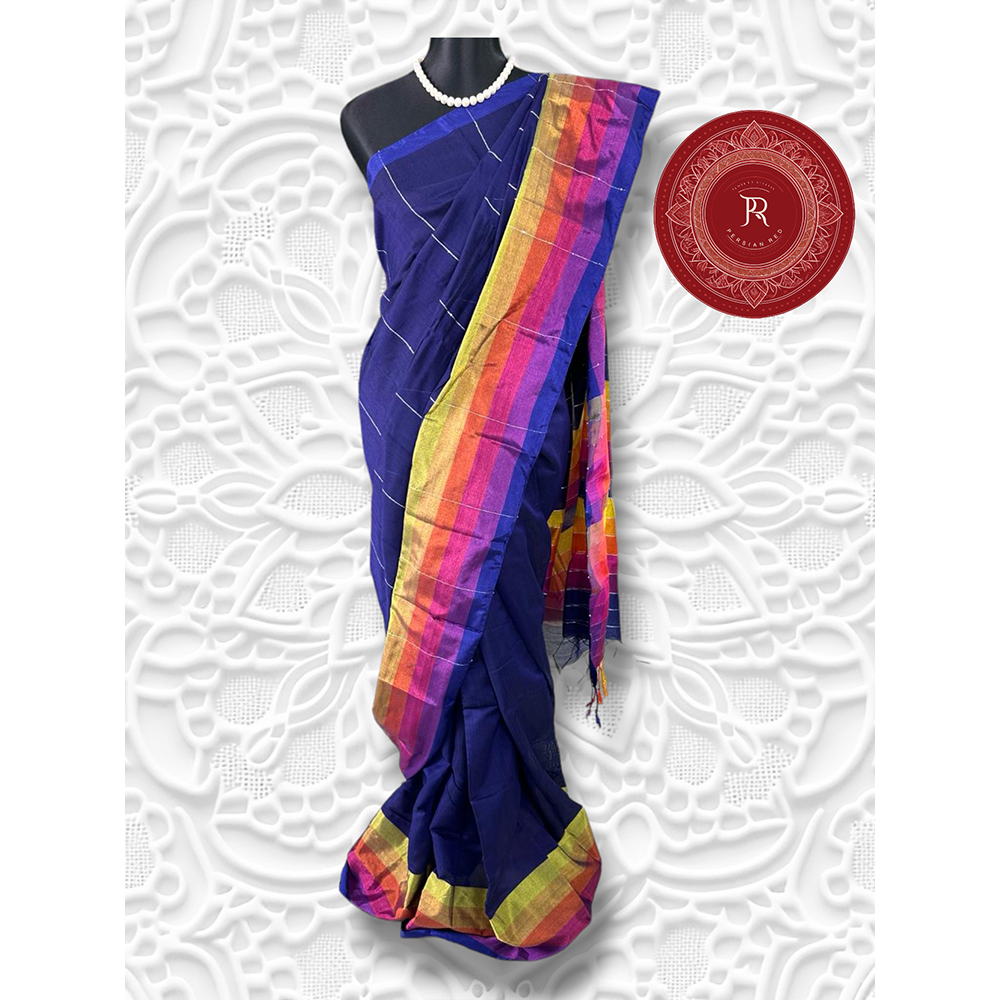 Half Silk Jamdani Saree for Women - Blue