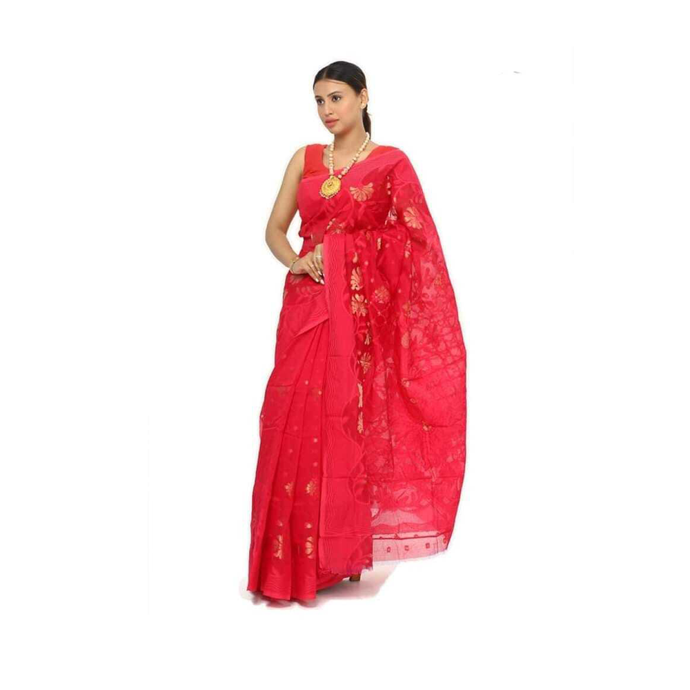 Resom Silk Jamdani Sharee for Women - Red -  SR-04