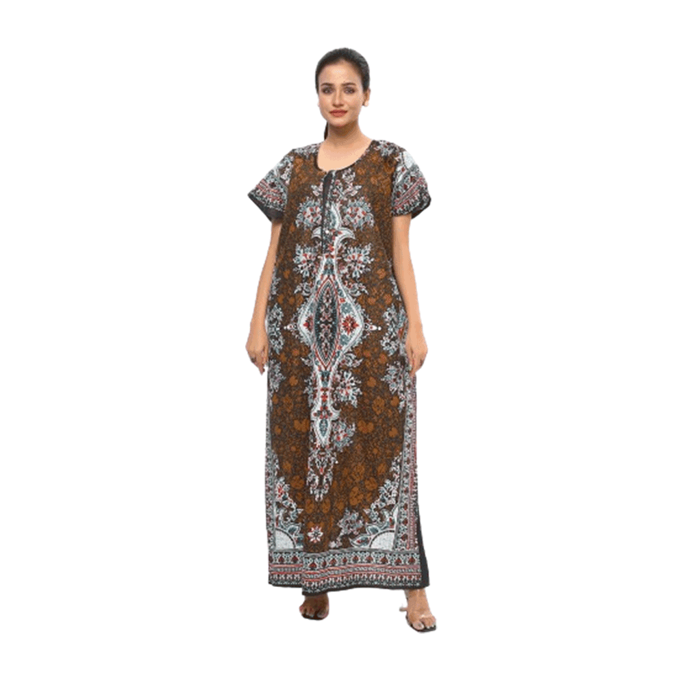 Cotton Short Sleeve Maxi For Women - Multicolor