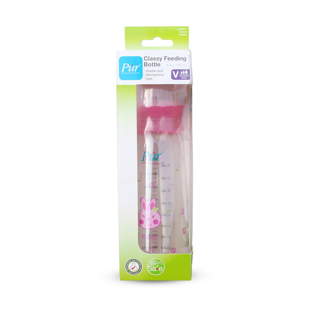 Pur Plastic Feeding Bottle - 300ml - Pink - 1103