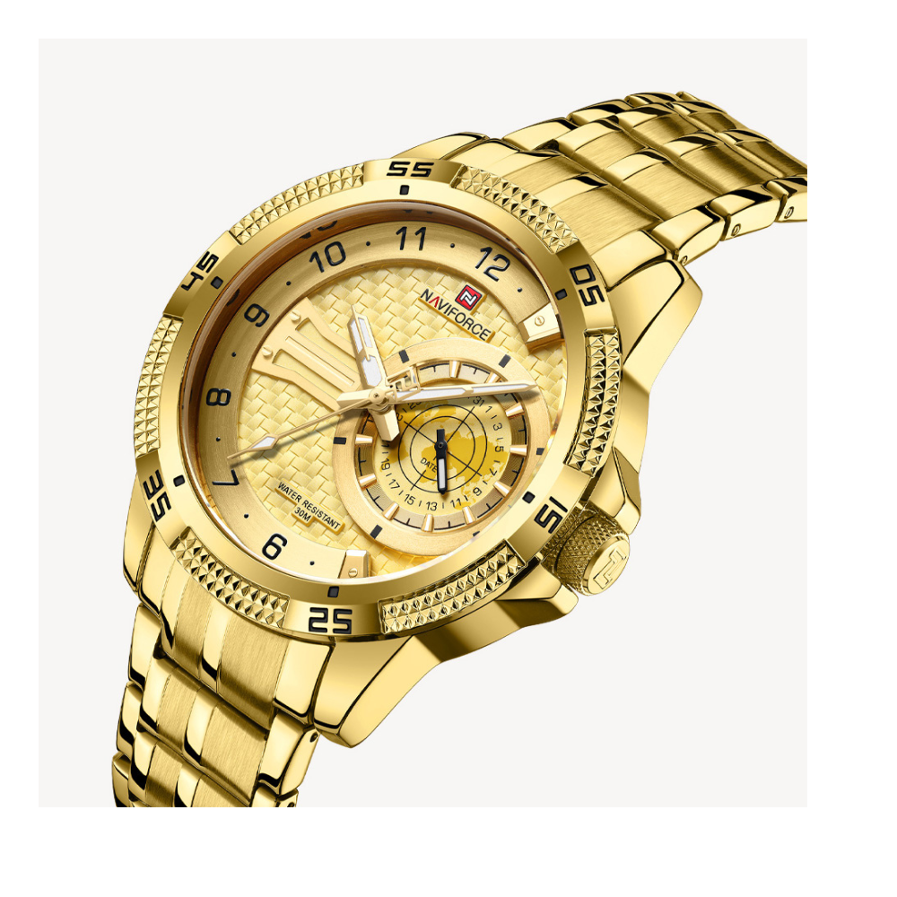 NAVIFORCE NF9206 Stainless Steel Chronograph Watch For Men - Golden