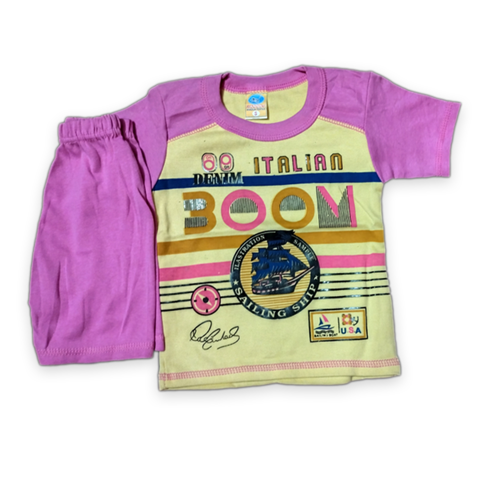 Cotton T-Shirt with Pant for Kids - 1-2 Years - Pink