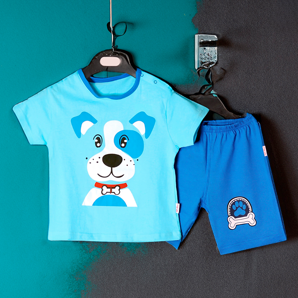 Cotton T-Shirt with Pant for Kids - Multicolor - style 10102