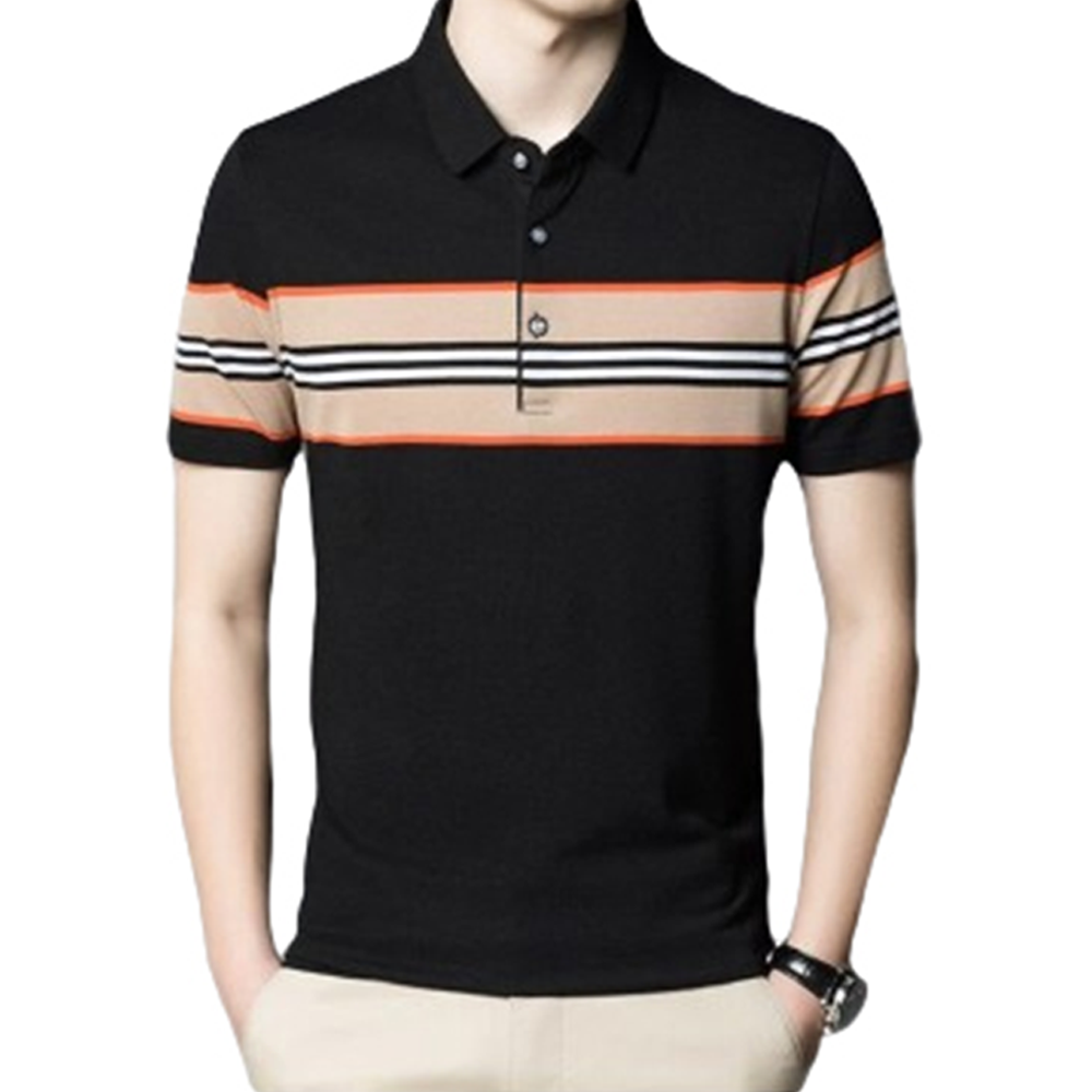 Pique Cotton Half Sleeve Polo For Men - Black - PT-N1