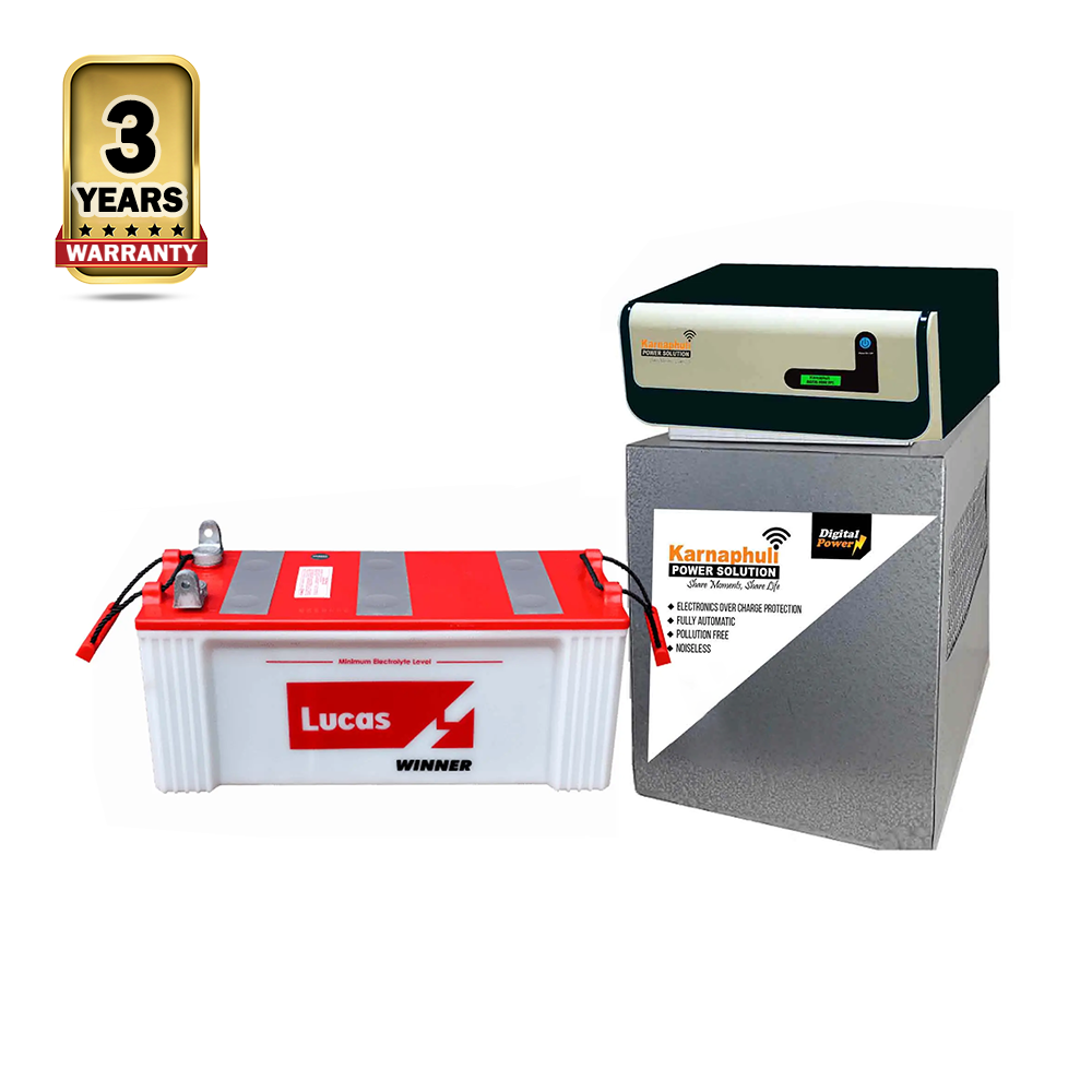 Karnaphuli Digital UPS IPS - 1000 VA - 800 Watt – 12 Volt With Lucas 200 ah - Full Package