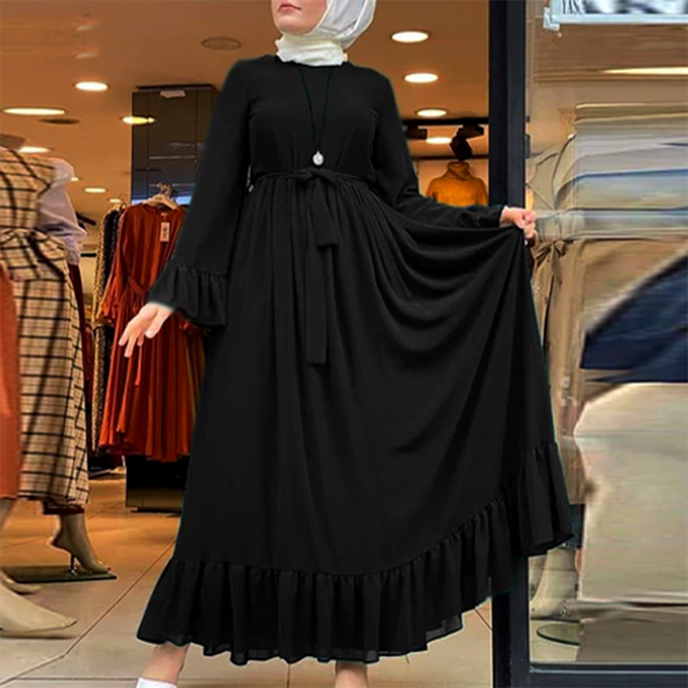 Dubai Cherry Abaya Casual Borkha for Women - Black - B-401