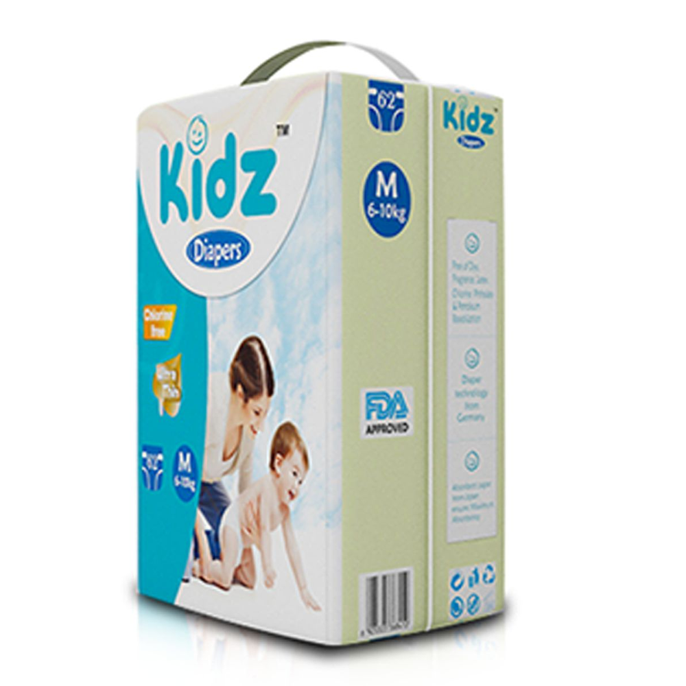 Kidz Baby Belt System Diaper - Medium - 5-10 Kg - 62Pcs 