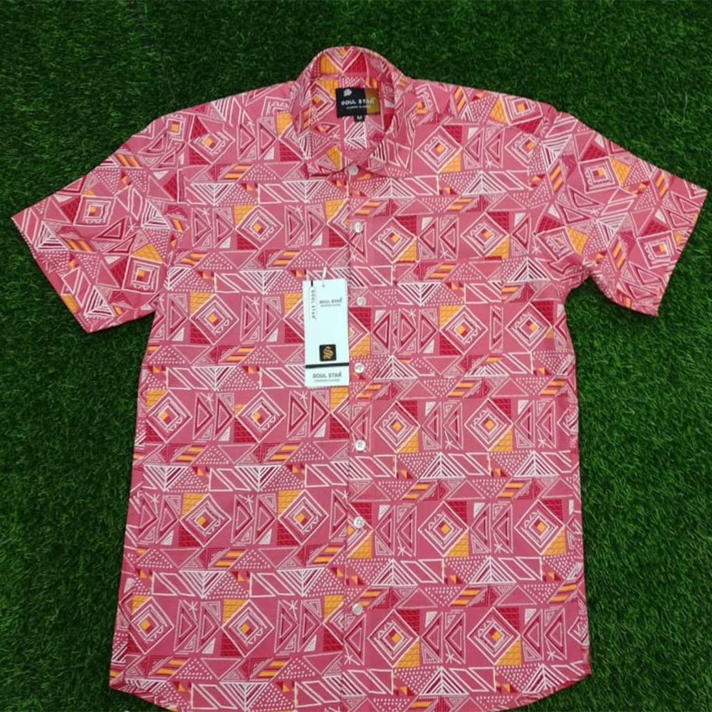 Cotton Half Sleeve Shirt For Men - Pink