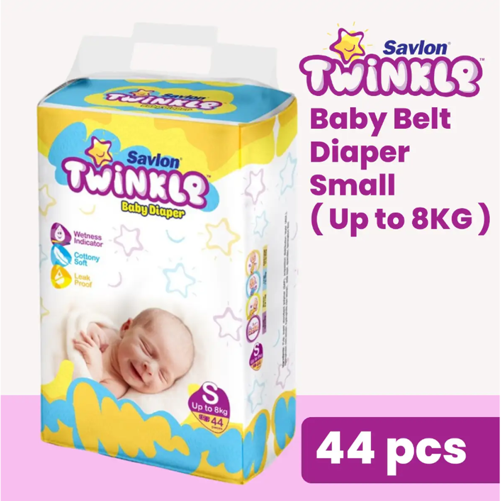 Savlon Twinkle Baby New Born Diaper Belt - Small - Up to 8 kg - 44Pcs - HPBH