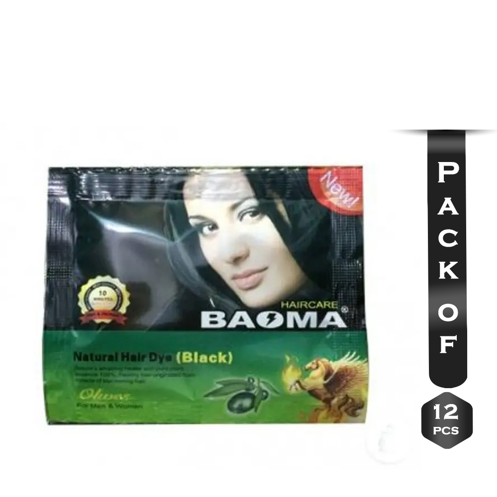 Pack of 12Pcs Baoma Natural Hair Dye - 10ml - Black