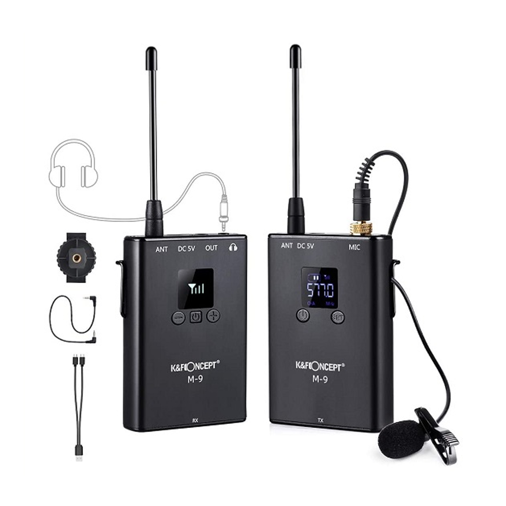 K&F Concept  KF10.016 M9 Wireless Lavalier Microphone - Black