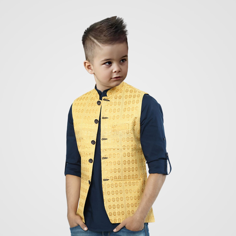 Synthetic Casual Koti For Baby Boy - Golden - 16