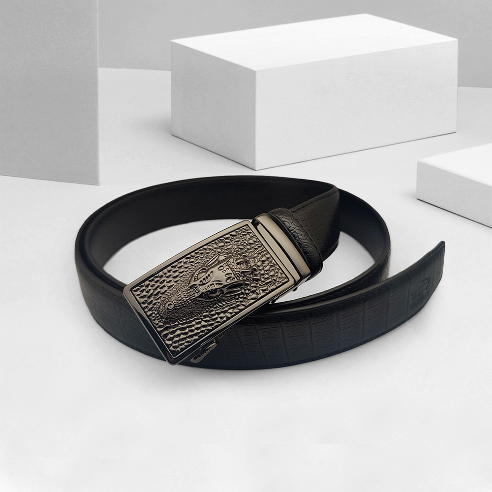 Leather And Metal Belt for Men - Black