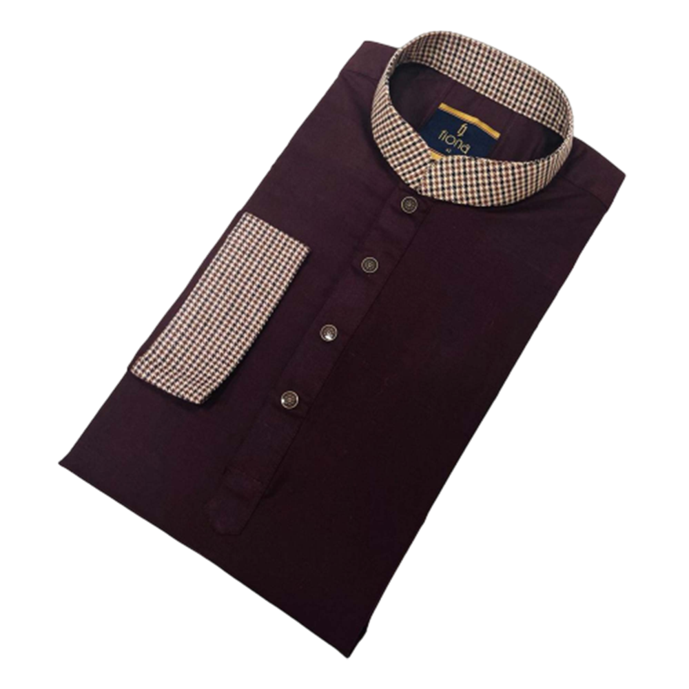 Fiona Cotton Semi Long Panjabi For Men Chocolate N100