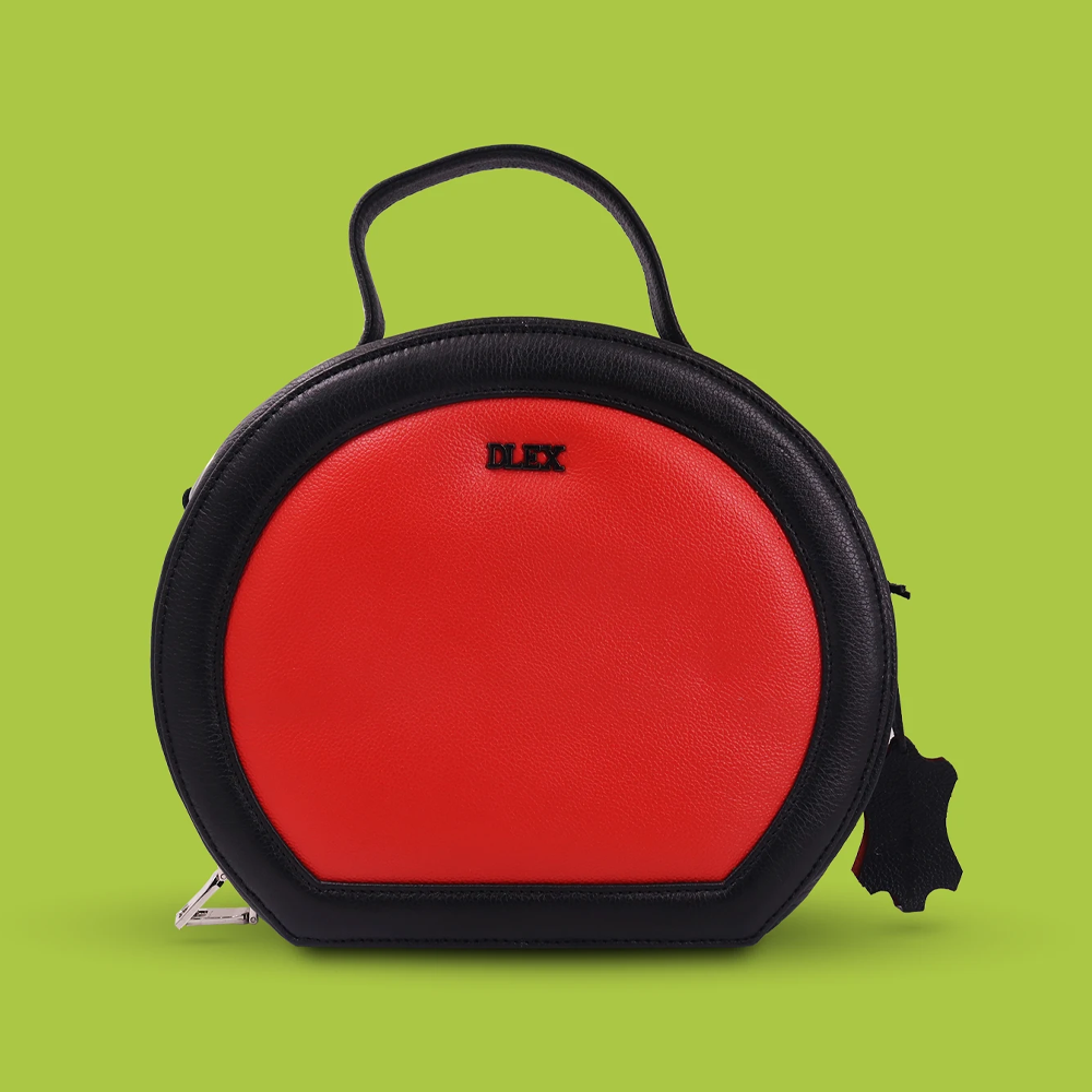 Leather Handbag For Women - Red and Black -LB-48