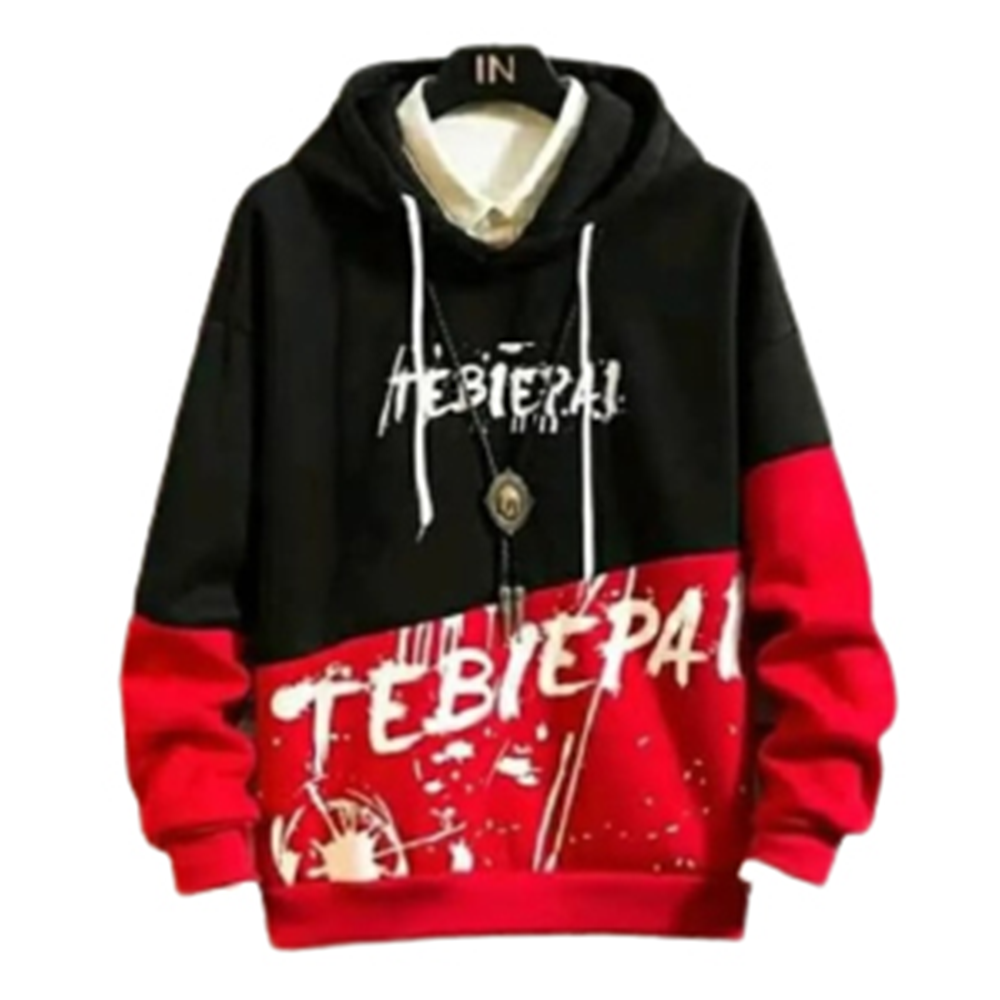 Cotton Hoodie For Men - Black and Red - H-195