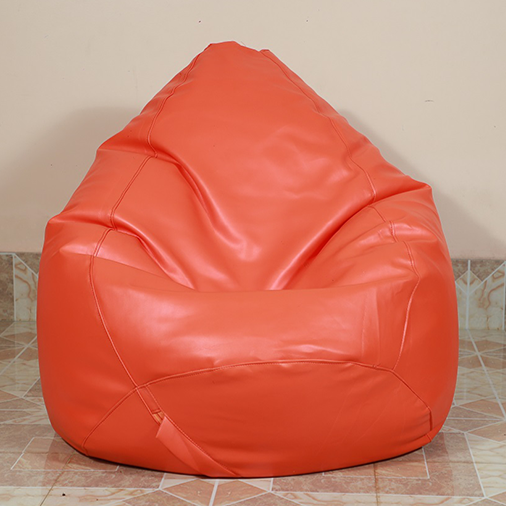 Leather Bean Bag XXXL With Extended Back Support Orange APL3OR