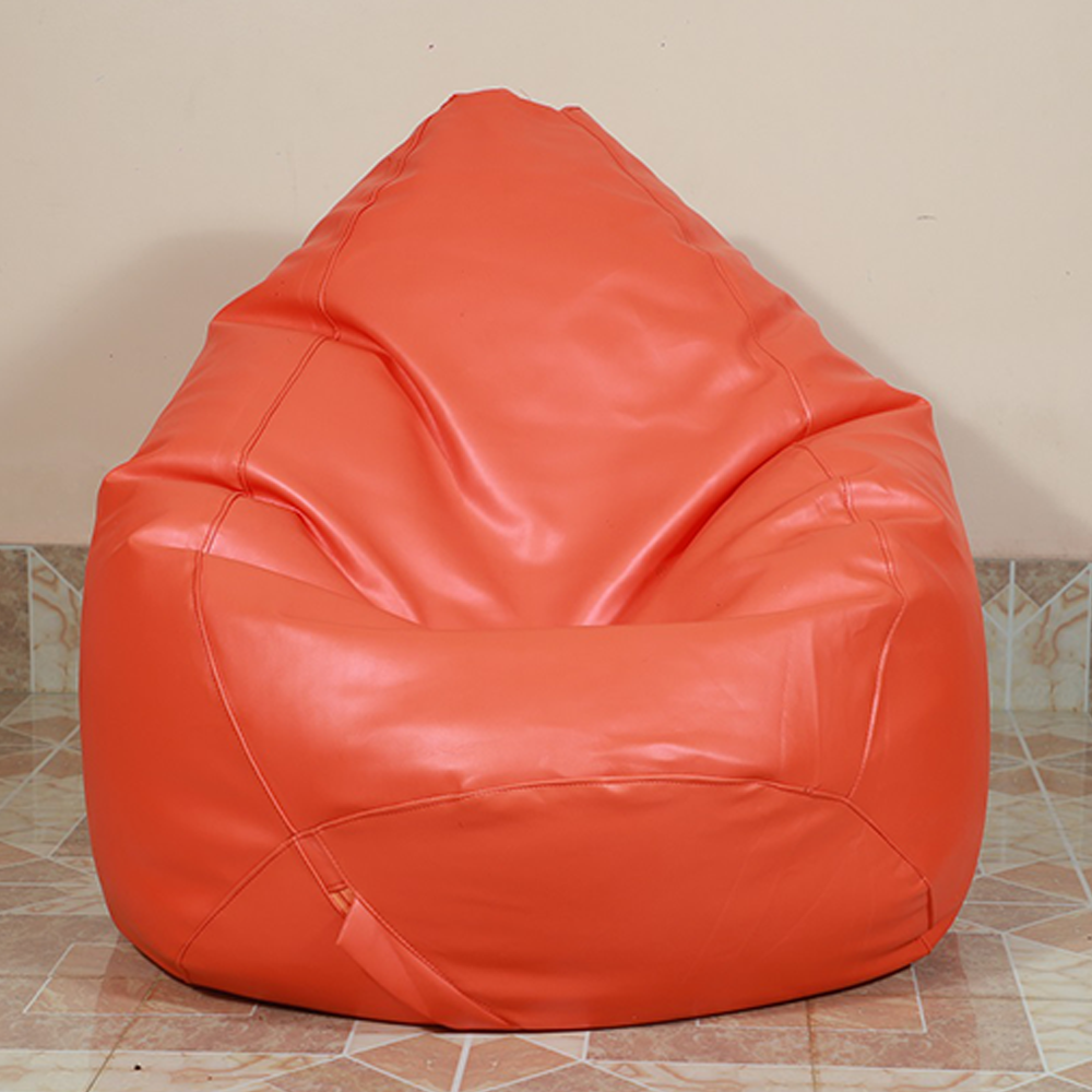 Leather Bean Bag XXXL With Extended Back Support - Orange - APL3OR