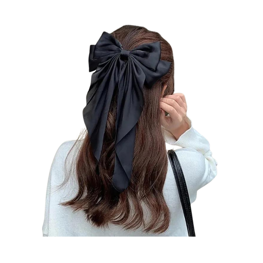 Large Bow Chiffon Hairpin For Women - Black