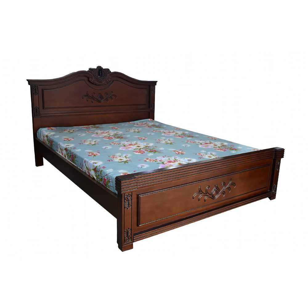 ZN -BD -42 Solid Wood Royal Splash Bed - 5’X7’ - Antique