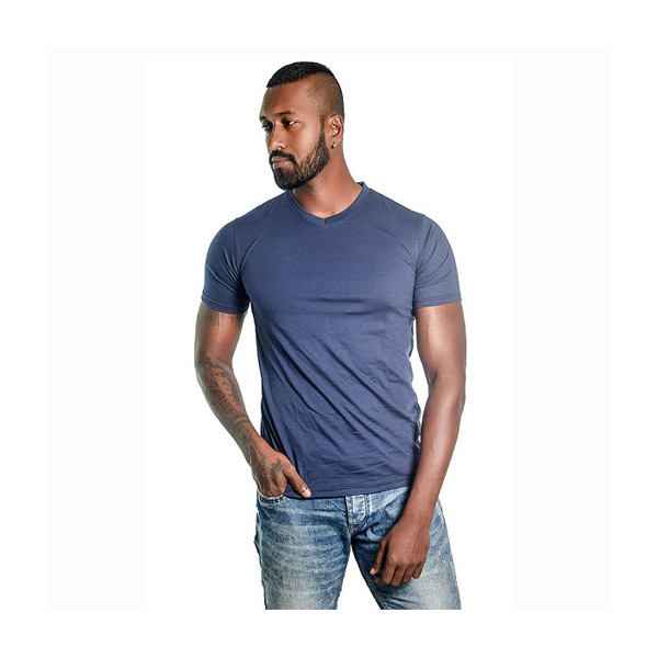 Taiwan Cvc Short Sleeve T-Shirt For Men - Navy Blue