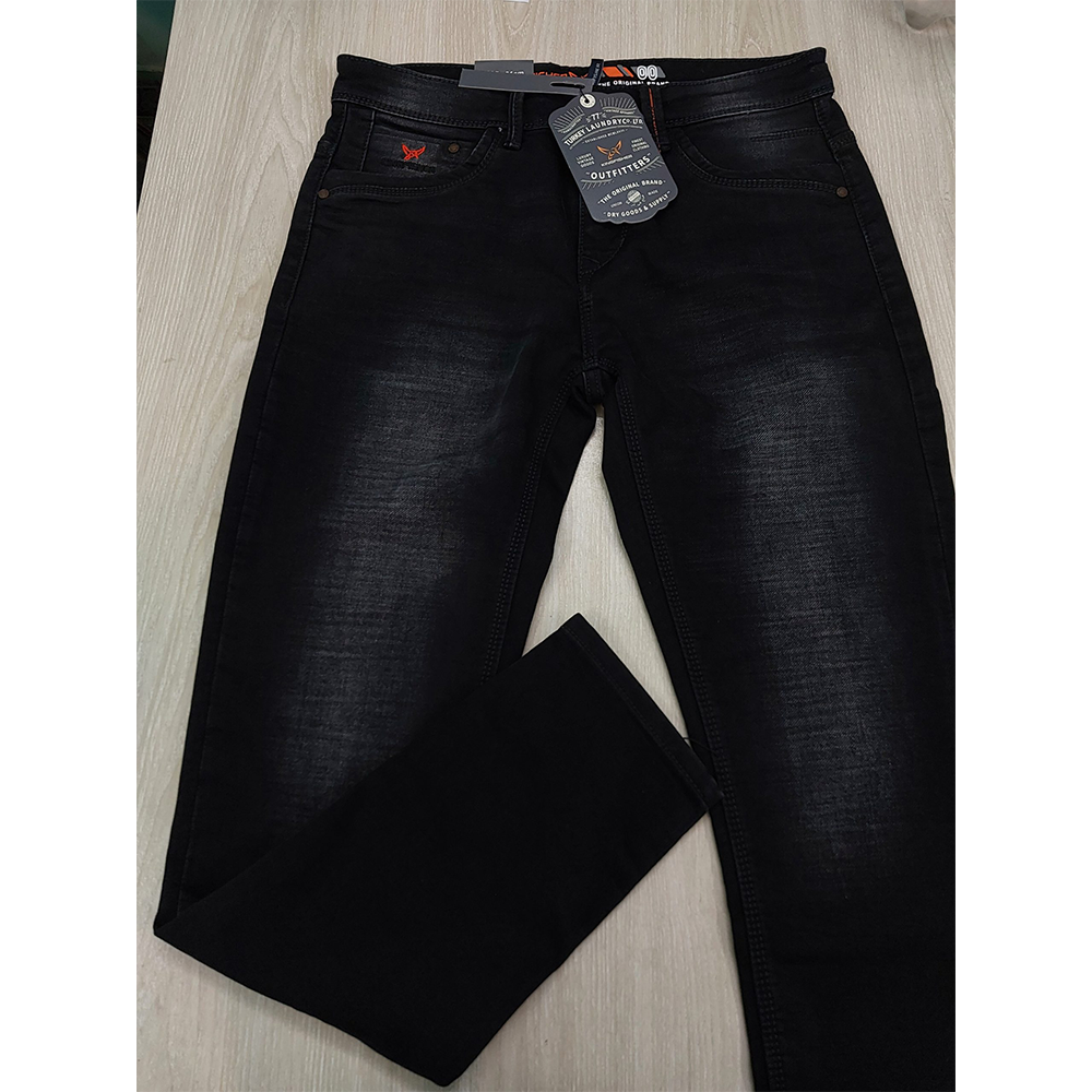 Cotton Denim Slim Fit Jeans Pant For Men - Black - KF101BK