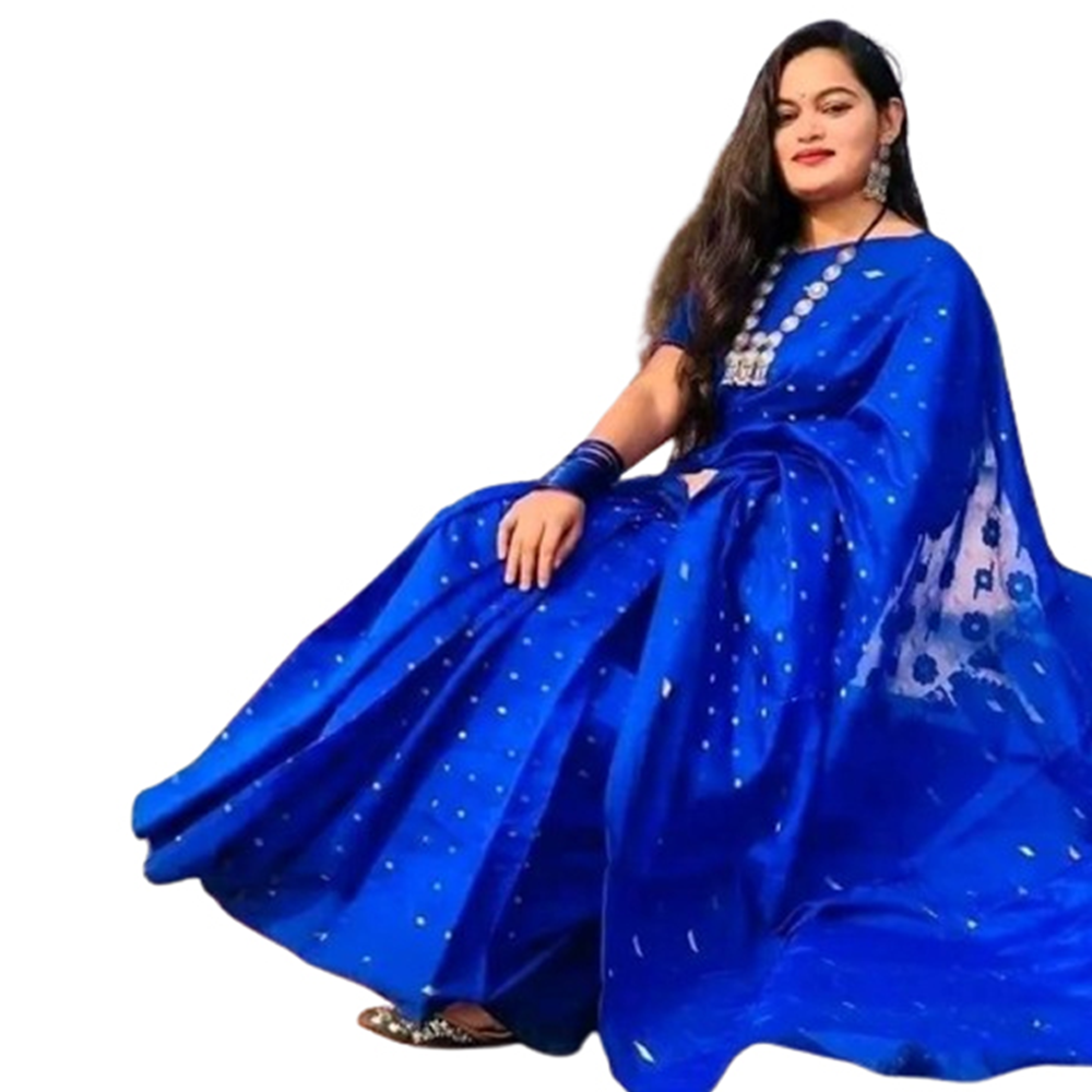 Silk Jamdani Saree for Women - Blue - SP-J012