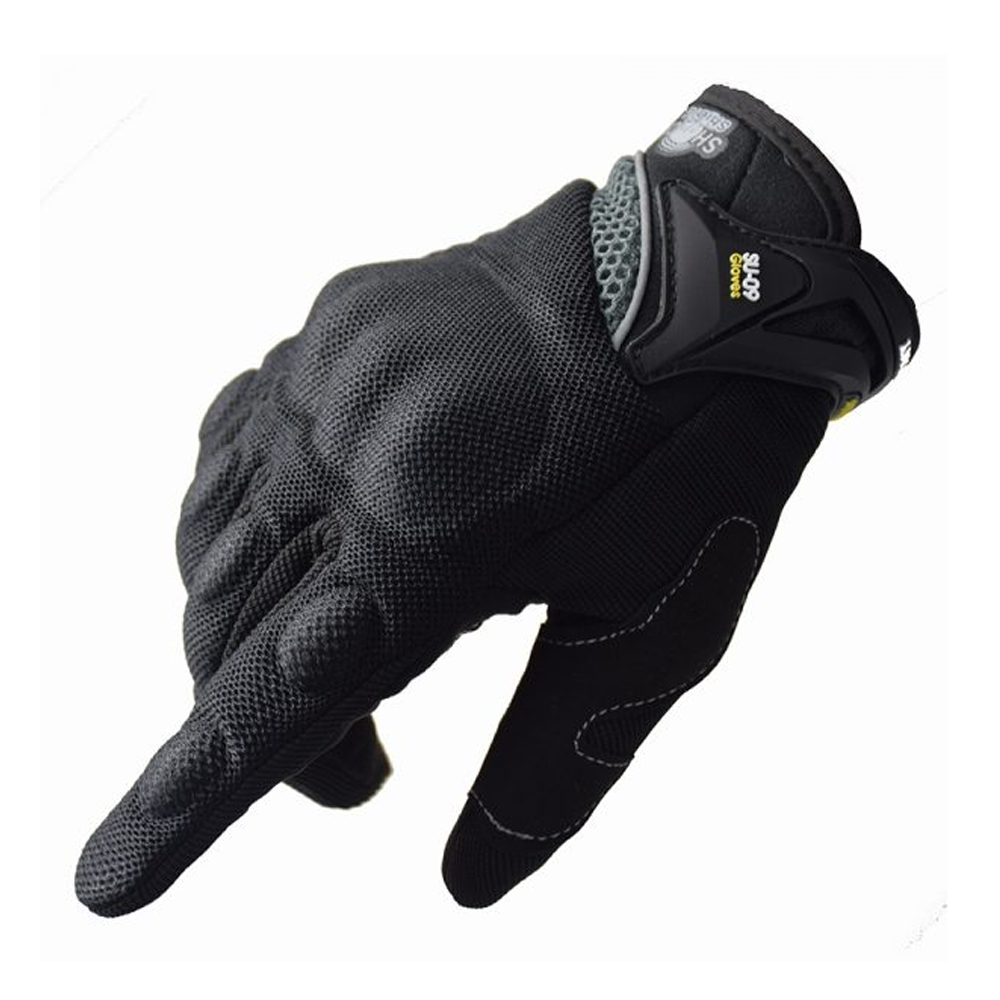 AXE Anti skid Breathable Full Finger Racing Motorcycle Gloves - Black