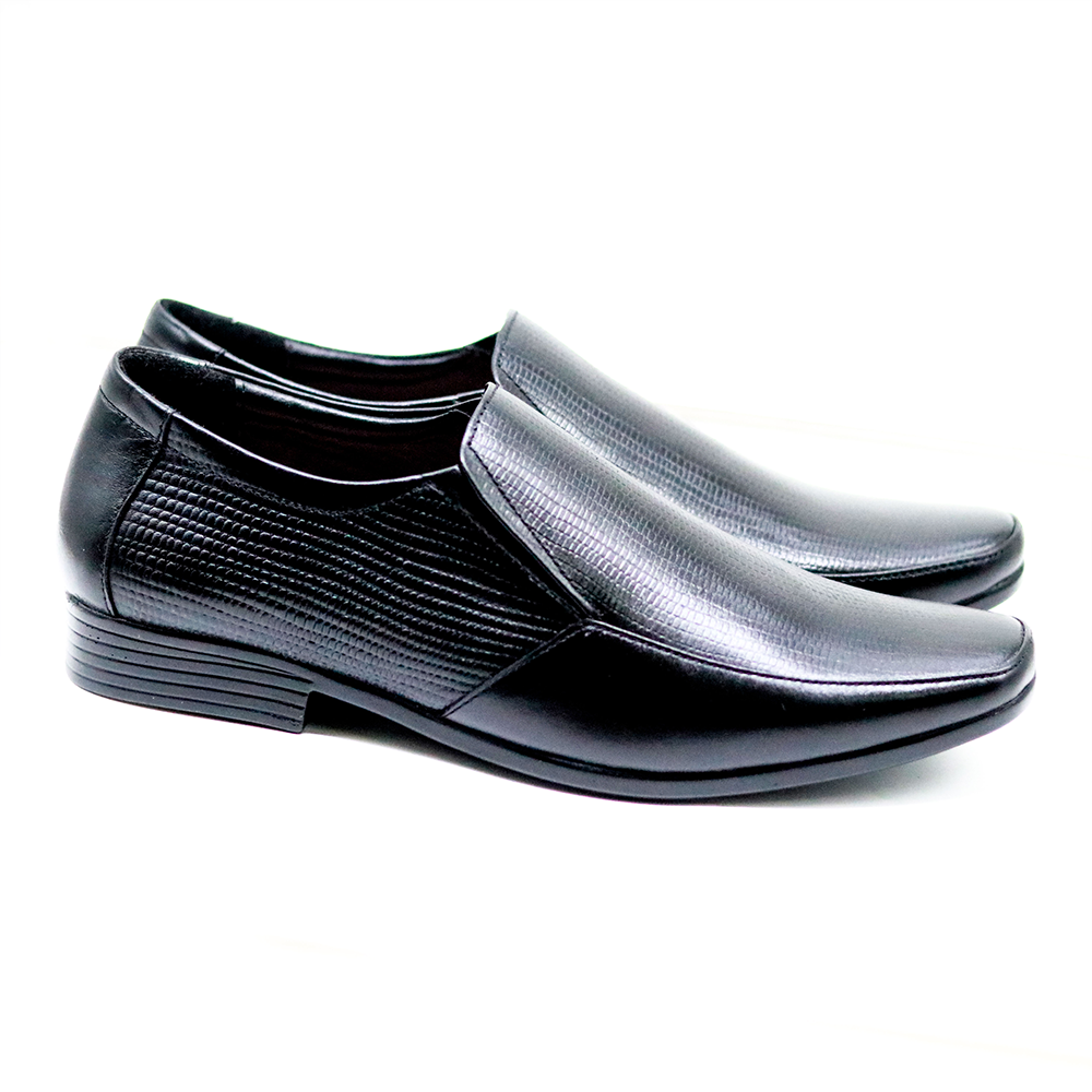 Zays Leather Formal Shoes For Men - Black - SF118